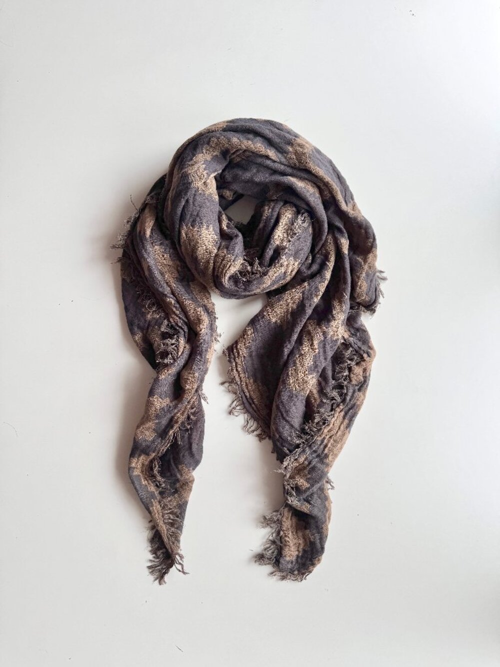 Aritzia WILFRED Peniche Mosaic Wool Cotton Blend Fringed Rectangle Blanket Scarf